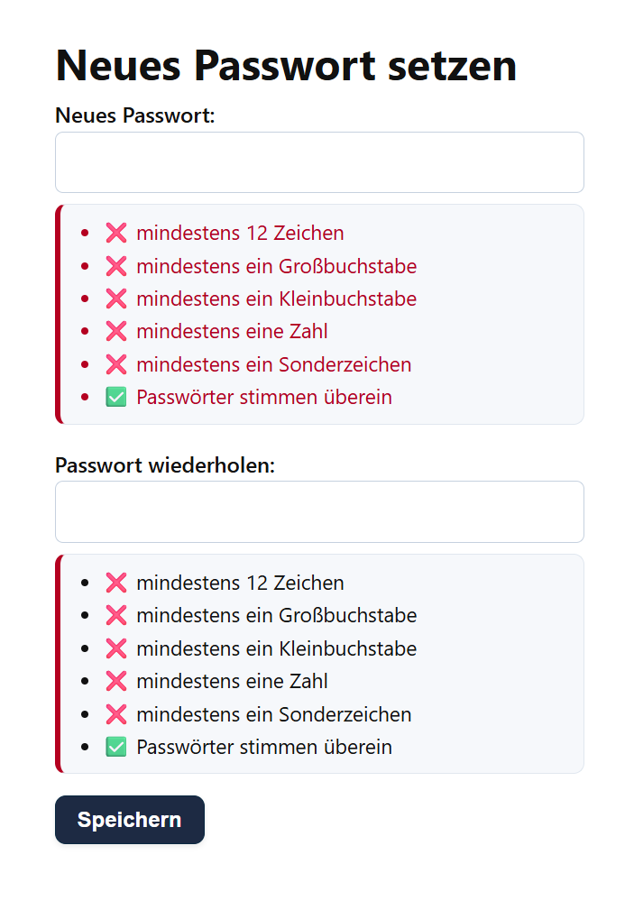 Vergabe eines sicheren Login Passworts